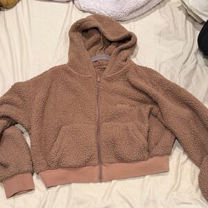 SKIMS Sherpa Zip-Up Hoodie Jacket - Brown